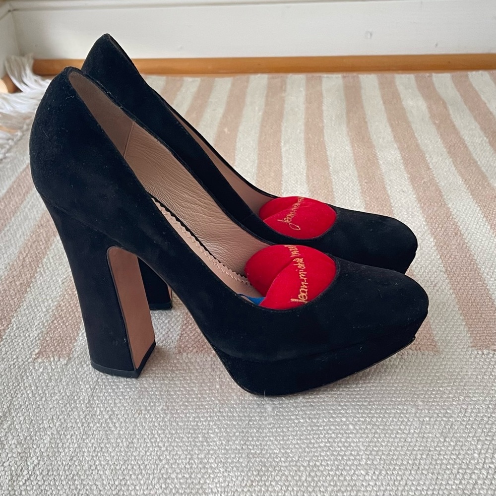 JeanMichel Cazabat Lisa Black Suede Platform Heels. 8.5